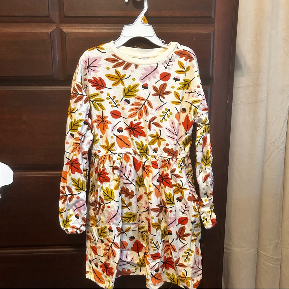 Hanna Andersson Kids Dress with Colorful Leaf Print